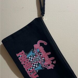 Black Graphic Clutch Bag